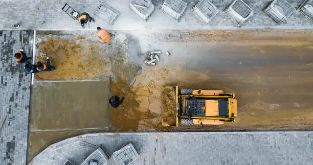 Chantier de construction vu du ciel