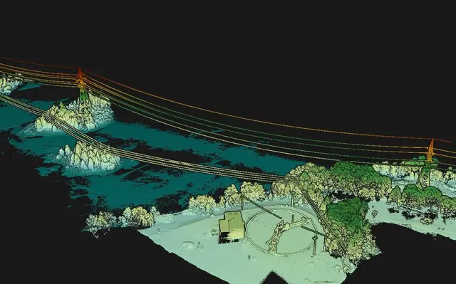 Ligne électrique relevée au LiDAR