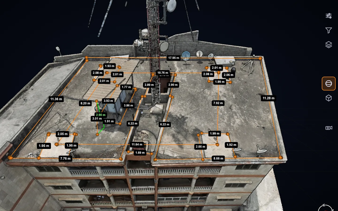 Cotes et annotations de mesure sur le nuage de points